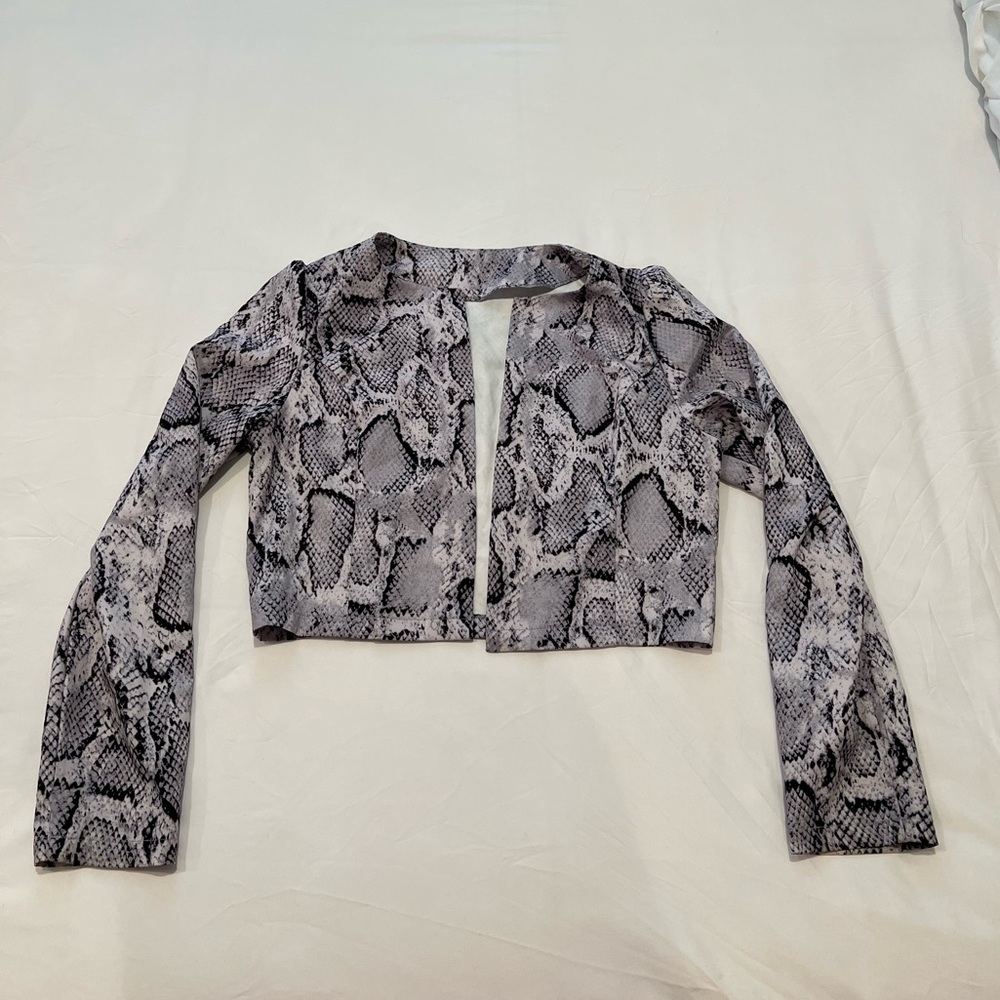 SHEIN Snake Print Blazer - Black and Gray